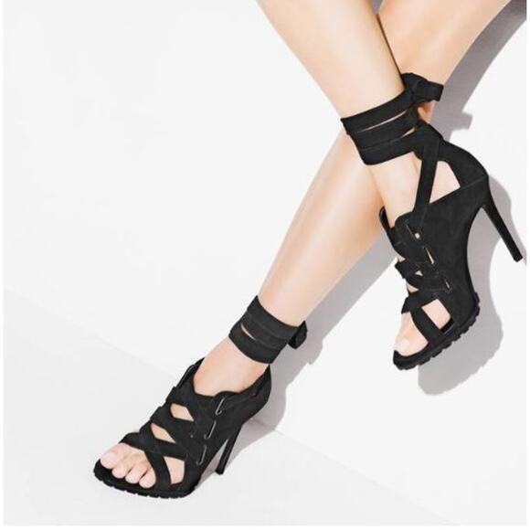 Nine West INESELLA Black Peep Toe Tie Up Pumps Size 6M - Picture 11 of 12